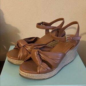 Ted Baker tan leather wedge espadrilles